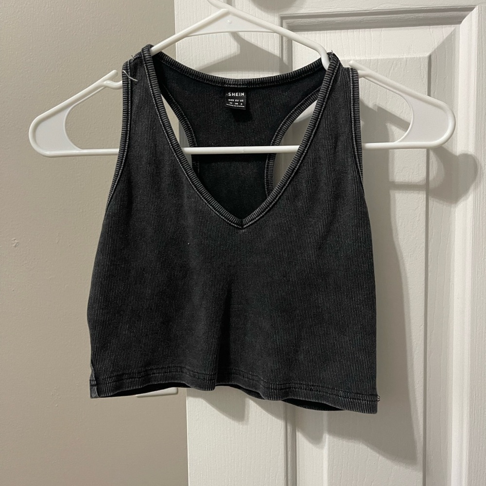 Shein Black Ribbed Crop Top